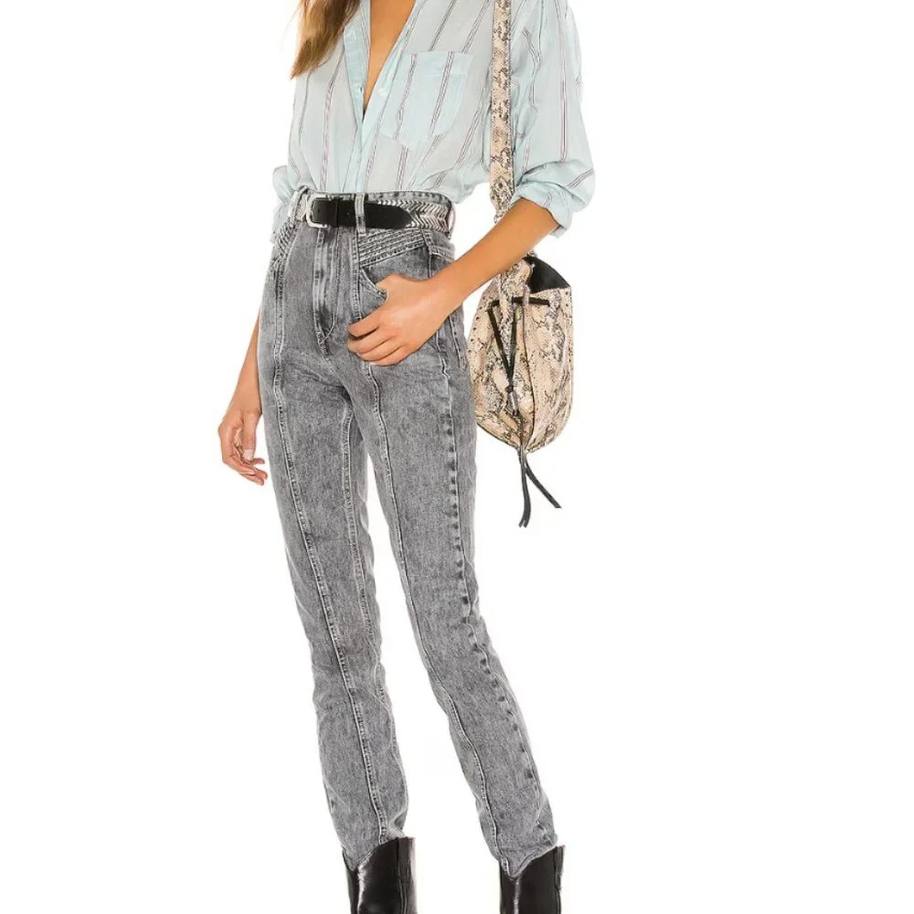 Isabel Marant Etoile Hominy Grey Jean Size Eu 34/2 Us